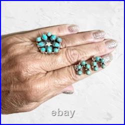 Sterling Silver & Turquoise Jewelry Set Adjustable Ring (Size 8) + Earrings Sterling Silver & Turquoise Jewelry Set Adjustable Ring (Size 8) + Earrings