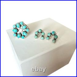 Sterling Silver & Turquoise Jewelry Set Adjustable Ring (Size 8) + Earrings Sterling Silver & Turquoise Jewelry Set Adjustable Ring (Size 8) + Earrings