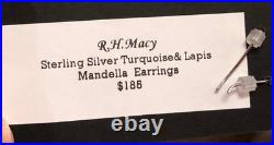 Sterling Silver Turquoise & Lapis Flower Necklace/Earring set Macy's MSRP 525$