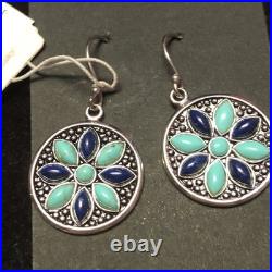 Sterling Silver Turquoise & Lapis Flower Necklace/Earring set Macy's MSRP 525$