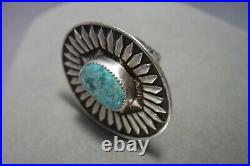 Sterling Silver Turquoise Native American Navajo Huge Ring Vintage Size 9