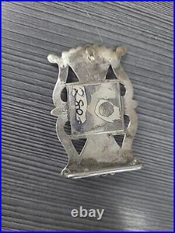 Sterling Silver & Turquoise Native American Sand Cast Old Pawn Buckle 3 64G