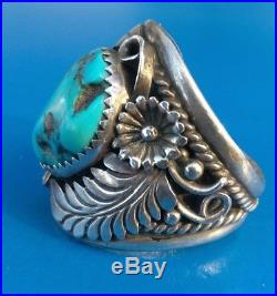 Sterling Silver Turquoise Navajo Mens Ring size 10.5 Signed JY