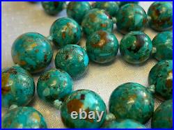 Sterling Silver Turquoise Necklace 28 Fine Jewelry Hand Knotted Chunky Beaded