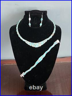 Sterling Silver & Turquoise Necklace, Earrings, Bracelet NEW
