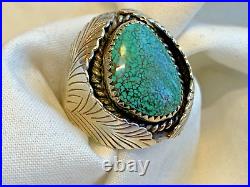 Sterling Silver Turquoise Ring 20.16g Fine Jewelry Size 10.25 Band Native Style Sterling Silver Turquoise Ring 20.16g Fine Jewelry Size 10.25 Band Native Style