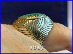Sterling Silver Turquoise Ring 20.16g Fine Jewelry Size 10.25 Band Native Style Sterling Silver Turquoise Ring 20.16g Fine Jewelry Size 10.25 Band Native Style
