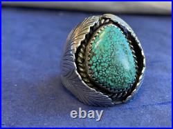 Sterling Silver Turquoise Ring 20.16g Fine Jewelry Size 10.25 Band Native Style Sterling Silver Turquoise Ring 20.16g Fine Jewelry Size 10.25 Band Native Style