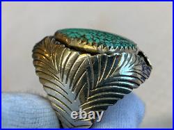 Sterling Silver Turquoise Ring 20.16g Fine Jewelry Size 10.25 Band Native Style Sterling Silver Turquoise Ring 20.16g Fine Jewelry Size 10.25 Band Native Style