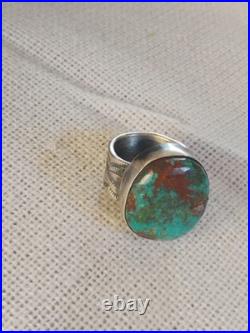 Sterling Silver Turquoise Ring Size 6.75 / 17.6 Grams. Signed Chimney Butte