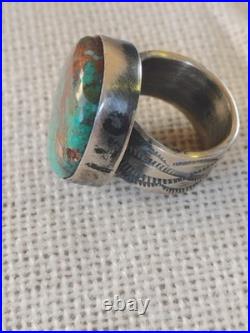 Sterling Silver Turquoise Ring Size 6.75 / 17.6 Grams. Signed Chimney Butte