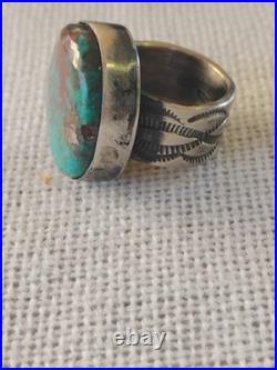 Sterling Silver Turquoise Ring Size 6.75 / 17.6 Grams. Signed Chimney Butte
