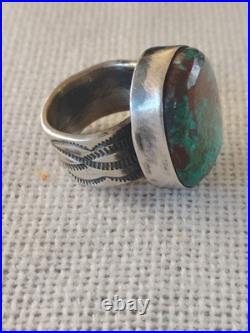 Sterling Silver Turquoise Ring Size 6.75 / 17.6 Grams. Signed Chimney Butte