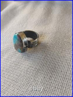 Sterling Silver Turquoise Ring Size 7.25 / 17.2 Grams. Signed Chimney Butte