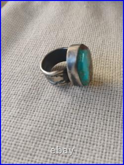 Sterling Silver Turquoise Ring Size 7.25 / 17.2 Grams. Signed Chimney Butte