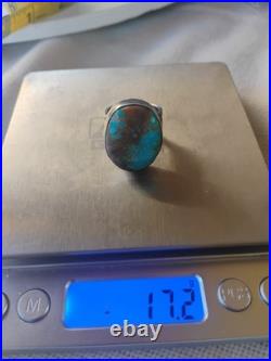 Sterling Silver Turquoise Ring Size 7.25 / 17.2 Grams. Signed Chimney Butte