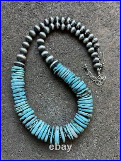 Sterling Silver Turquoise W Pearls Bead Necklace. 18 inch