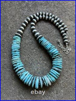 Sterling Silver Turquoise W Pearls Bead Necklace. 18 inch