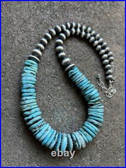 Sterling Silver Turquoise W Pearls Bead Necklace. 18 inch