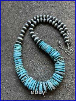 Sterling Silver Turquoise W Pearls Bead Necklace. 18 inch