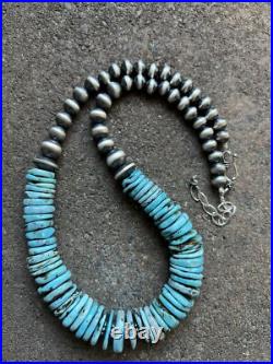 Sterling Silver Turquoise W Pearls Bead Necklace. 18 inch