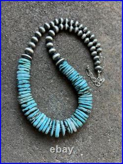 Sterling Silver Turquoise W Pearls Bead Necklace. 18 inch