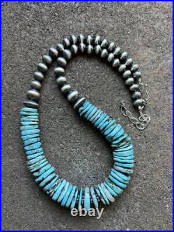 Sterling Silver Turquoise W Pearls Bead Necklace. 18 inch