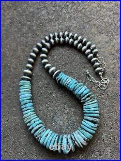 Sterling Silver Turquoise W Pearls Bead Necklace. 18 inch