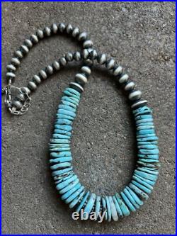 Sterling Silver Turquoise W Pearls Bead Necklace. 18 inch