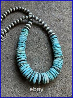Sterling Silver Turquoise W Pearls Bead Necklace. 18 inch
