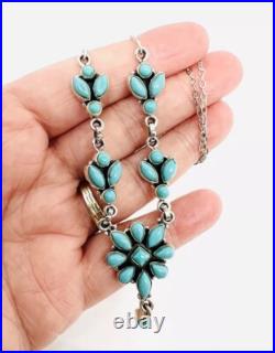 Sterling Silver Turquoise Y Drop Bib Necklace 17 1/2 Inch 18gm Vintage Jewelry Sterling Silver Turquoise Y Drop Bib Necklace 17 1/2 Inch 18gm Vintage Jewelry