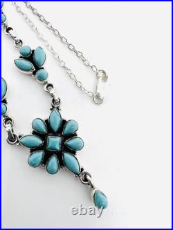 Sterling Silver Turquoise Y Drop Bib Necklace 17 1/2 Inch 18gm Vintage Jewelry Sterling Silver Turquoise Y Drop Bib Necklace 17 1/2 Inch 18gm Vintage Jewelry
