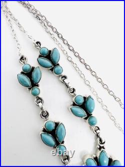 Sterling Silver Turquoise Y Drop Bib Necklace 17 1/2 Inch 18gm Vintage Jewelry Sterling Silver Turquoise Y Drop Bib Necklace 17 1/2 Inch 18gm Vintage Jewelry
