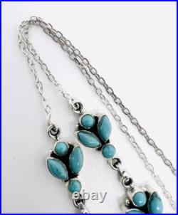 Sterling Silver Turquoise Y Drop Bib Necklace 17 1/2 Inch 18gm Vintage Jewelry Sterling Silver Turquoise Y Drop Bib Necklace 17 1/2 Inch 18gm Vintage Jewelry