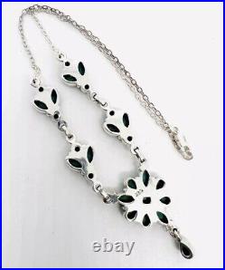 Sterling Silver Turquoise Y Drop Bib Necklace 17 1/2 Inch 18gm Vintage Jewelry Sterling Silver Turquoise Y Drop Bib Necklace 17 1/2 Inch 18gm Vintage Jewelry