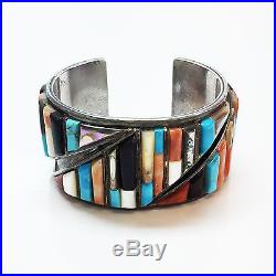 Sterling Silver Vintage Turquoise & Mixed Stone Cuff Bracelet