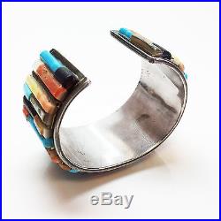 Sterling Silver Vintage Turquoise & Mixed Stone Cuff Bracelet