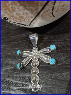 Sterling Silver and TURQUOISE Alex Sanchez Dragonfly Pendant 925