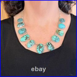 Sterling Southwestern Style Multi Shape Hubai Turquoise 20 Necklace For Women