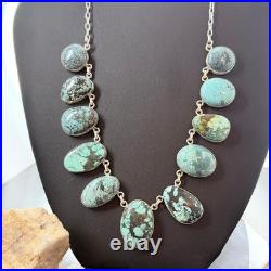 Sterling Southwestern Style Multi Shape Hubai Turquoise 20 Necklace For Women