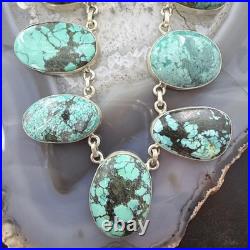 Sterling Southwestern Style Multi Shape Hubai Turquoise 20 Necklace For Women