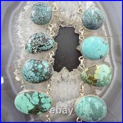 Sterling Southwestern Style Multi Shape Hubai Turquoise 20 Necklace For Women