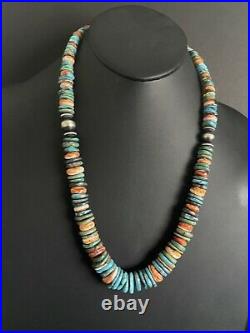 Sterling silver turquoise Spinyoyster Bead necklace 24 inch