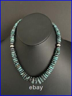 Sterling silver turquoise bead necklace 18 inch