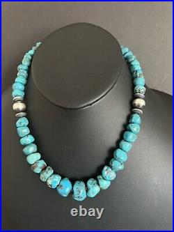 Sterling silver turquoise bead necklace 18 inch