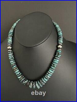 Sterling silver turquoise bead necklace 18 inch