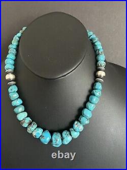 Sterling silver turquoise bead necklace 18 inch