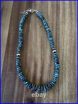 Sterling silver turquoise bead necklace 18 inch