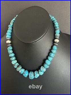 Sterling silver turquoise bead necklace 18 inch