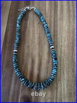 Sterling silver turquoise bead necklace 18 inch